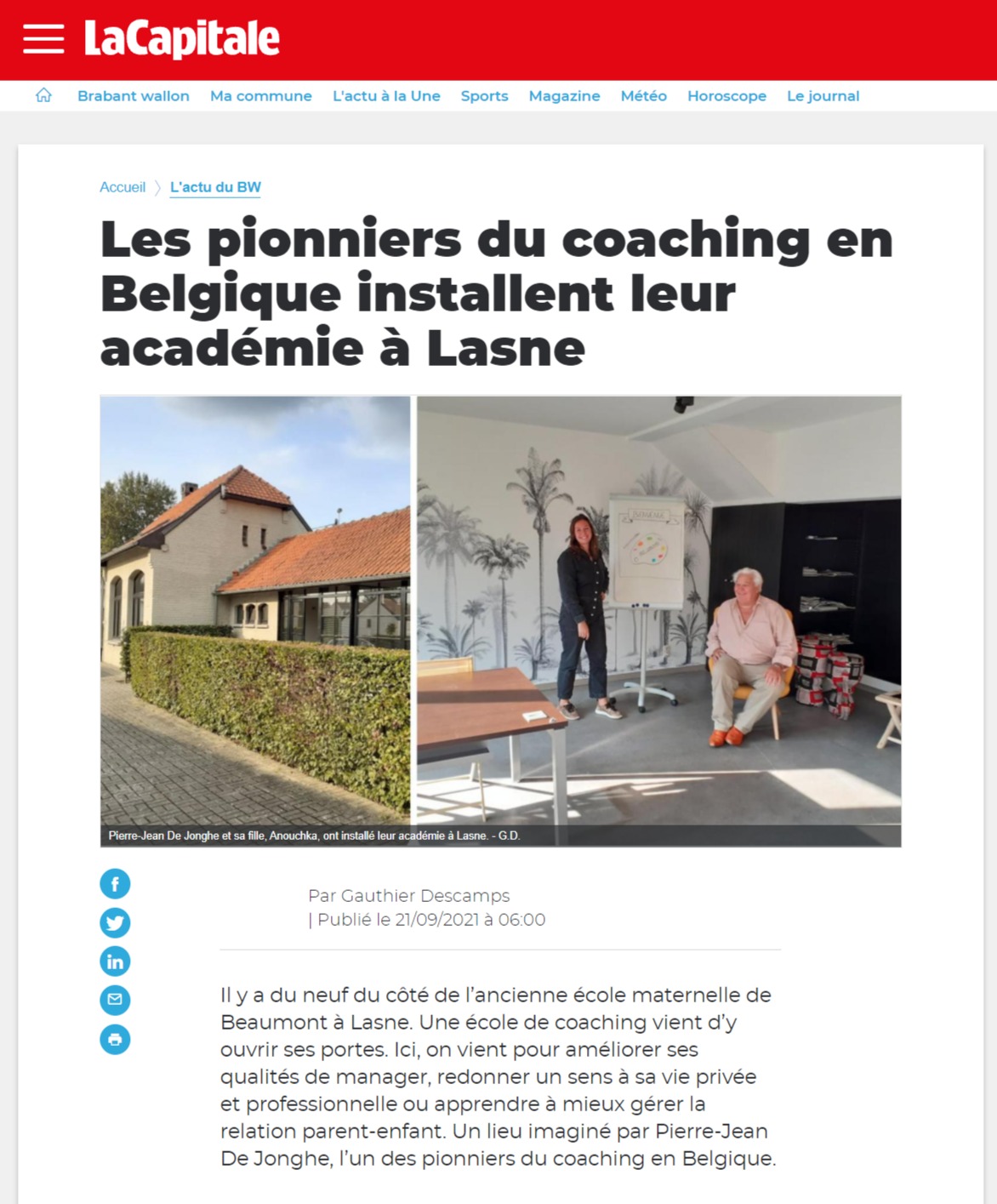 Les pionniers du coaching en Belgique installent leur académie à Lasne